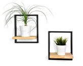 Sada dřevěných nástěných polic s kovovým rámem Everly 2 ks - smrk