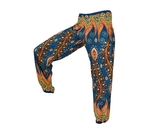 Kalhoty Joga WASTE, petrolejové, paví pera