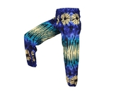 Kalhoty Joga WASTE, batika se žlutými květy