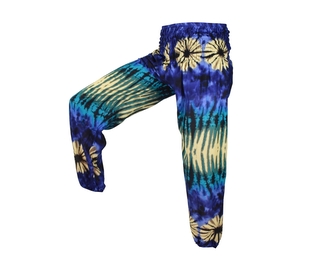 Kalhoty Joga WASTE, batika se žlutými květy