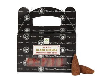 Vonné jehlánky "tekoucí dým" Satya Black Champa 15 ks