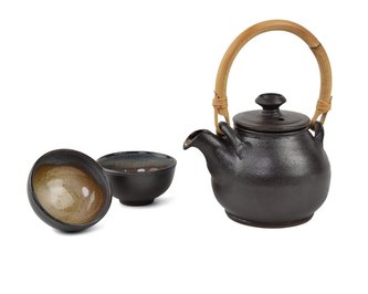 Keramická konev Pu Erh černá 0,5l + 2 šálky