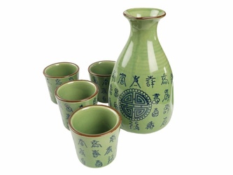 Porcelánová saké souprava China Celadon 5ks