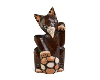 Dřevěná kočička s balónem C 26 cm