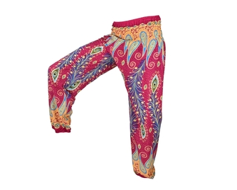 Kalhoty Joga WASTE, růžové, paví pera