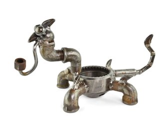 Kovová dekorace Dráček - stojánek na čajovou svíčku