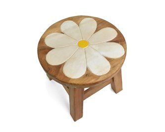 Stolička dřevěná dekor bílý květ