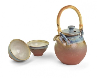 Keramická konev Li Shan červená cca 0,5l + 2 šálky vnitřní sítko