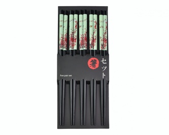 Čínské jídelní hůlky Sakura 5ks dřevo kulaté 22,5 cm