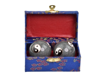 Meditační míčky Jin a Jang šedé 4 cm