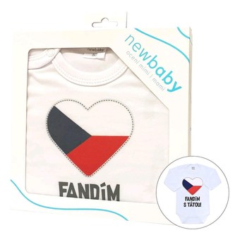 Body s potiskem New Baby Fandím s tátou - dárkové balení - velikost 86 (12-18m)