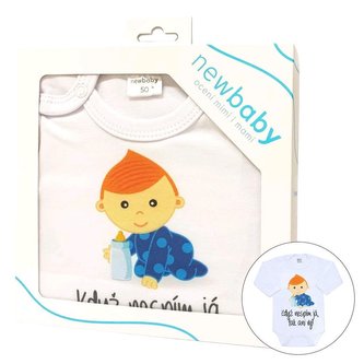 Body s potiskem New Baby Když nespím já, tak ani vy - dárkové balení - velikost 74 (6-9m)