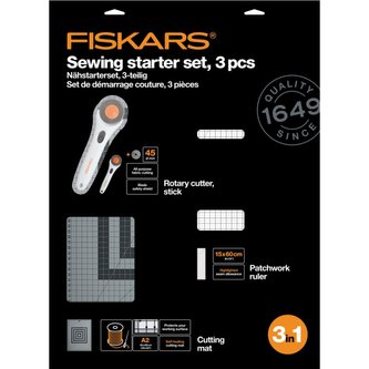 Fiskars Heavy-duty Sada pro šití - řezací kolečko, pravítko, řezací podložka A2