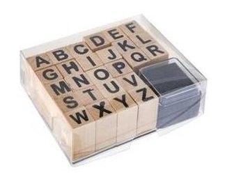 Dřevěná razítka Abeceda + Čísla - mix motivů 26 ks