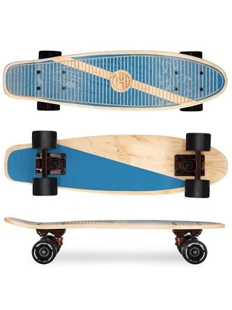 Spokey - WOO-FISH Dřevěný pennyboard 56x15cm ABEC 7 - tmavě modrý