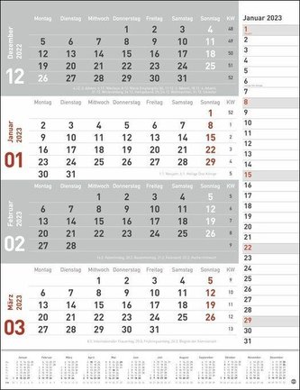 4-Monats-Planer, rot 2023