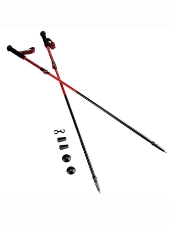 Spokey - SKY RUN ALU Trekingové hole 4-dílné - šedo-červené