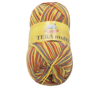 Příze TERA Multi - žlutá, oranžová, šedá - 100g / 300 m
