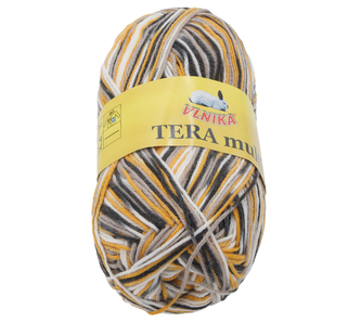 Příze TERA Multi - bílá, šedá, oranžová - 100g / 300 m