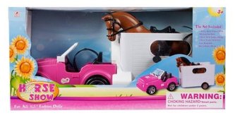 Auto pro panenky s přívěsem pro koně MEGA CREATIVE 442766 Auto pro panenky s přívěsem pro koně MEGA CREATIVE 442766