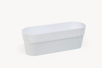 Plastový květináč krajka Bella, oválný 380x129 mm, bílý