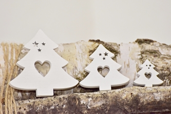 Dřevěný stromeček bílý, sada 20 ks
