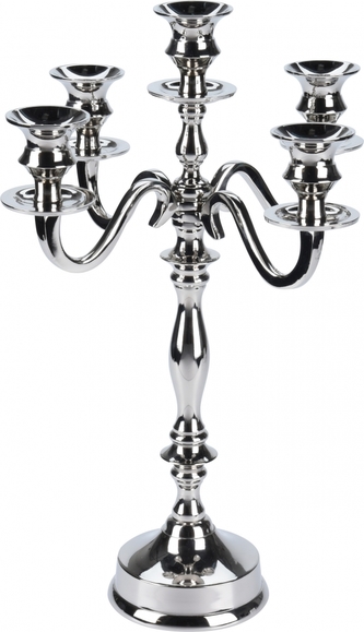Hliníkový pětiramenný svícen 39,5 cm