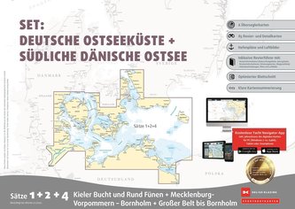Sportbootkarten Satz 1, 2 und 4   Set: Deutsche Ostseeküste und Südliche Dänische Ostsee (Ausgabe 2022