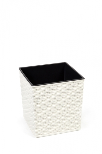 Plastový květináč Juka ratan 400x400 mm, krémový