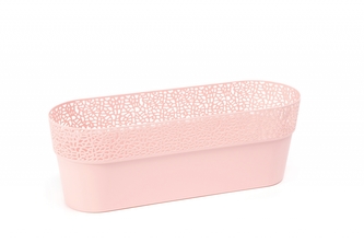 Plastový květináč krajka Rosa, oválný 380x129 mm, pudrový