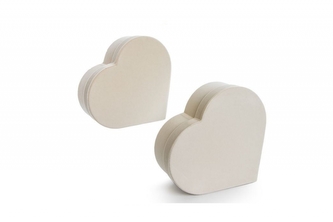 Flower box krémový sametový - srdce, sada 2 ks