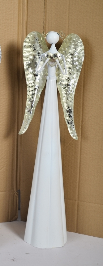 Plechový anděl Mary s champagne křídly, 55 cm