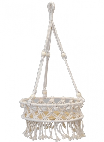Macramé závěsný květináč krémový 55 cm
