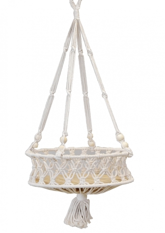 Macramé závěsný květináč krémový 68 cm