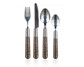 BANQUET Sada nerezových příborů s plastovou rukojetí GRANITE Brown, 24 ks