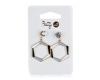 Náušnice PRETTY UP 4,5 x 2,5 cm, 1 pár, hexagony V2