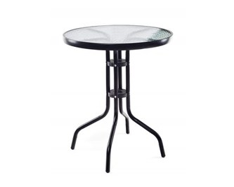 HAPPY GREEN Stůl kovový se skleněnou deskou 60 cm, černý
