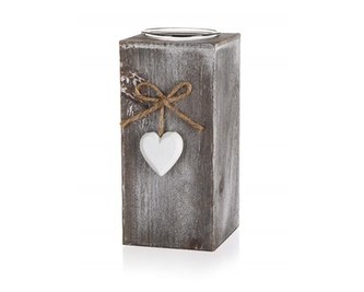 HOME DECOR Svícen SOLID HEART 7,5 x 7,5 x 16 cm