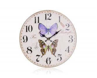 HOME DECOR Hodiny nástěnné BUTTERFLIES 34 cm