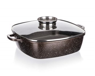 BANQUET Pekáč s nepřilnavým povrchem PREMIUM Dark Brown 28x28x8 cm, s poklicí s aroma knobem