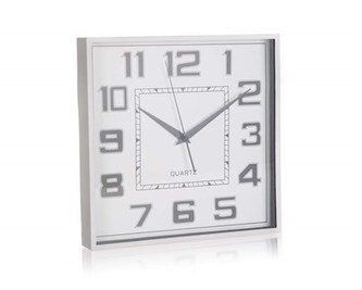 HOME DECOR Hodiny nástěnné 28,3 x 28,3 x 4,1 cm, bílé