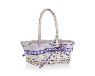 HOME DECOR Košík proutěný s držadlem LAVENDER 22,5 x 18,5 x 10 cm, obdélník, bílý