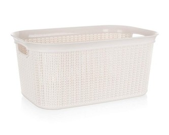 BRILANZ Koš na prádlo ratanový 38 l, 56,6 x 36,6 x 25,5 cm, krémový