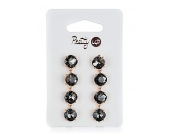 Náušnice PRETTY UP 5 x 1 cm, 1 pár, černé kameny