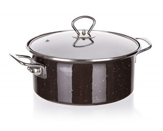 BANQUET Kastrol smaltovaný GRANITE Dark Brown 24 x 10,8 cm, 3,7 l, s poklicí
