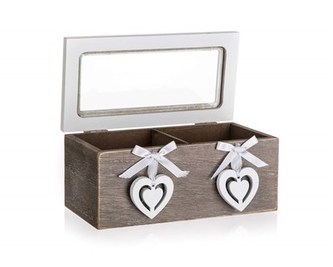 HOME DECOR Box na čaj SCULPTURE HEART HEART, malý