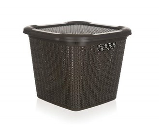 BRILANZ Box ratanový s víkem 15 l, 30 x 30 x 27,5 cm, hnědý