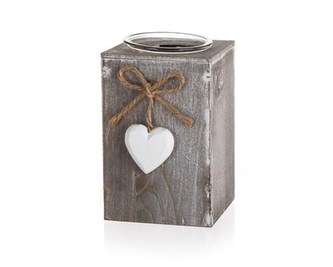 HOME DECOR Svícen SOLID HEART 7,5 x 7,5 x 11,5 cm