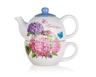 BANQUET Konvička keramická se šálkem HYDRANGEA