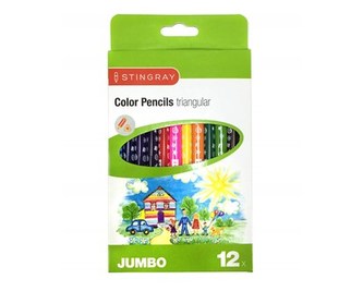 STINGRAY Pastelky JUMBO 12 ks, trojhranné